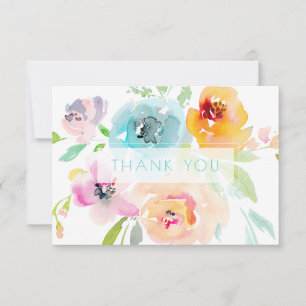 Carte De Remerciements PixDezines Fête des mariées Aquarelle Ressort Flor