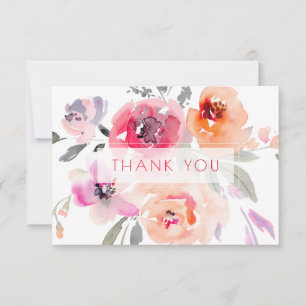Carte De Remerciements PixDezines Fête des mariées Aquarelle Ressort Flor