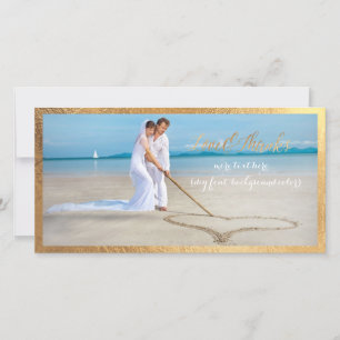 Carte De Remerciements PixDezines Gold script/Love/Merci/photo mariage