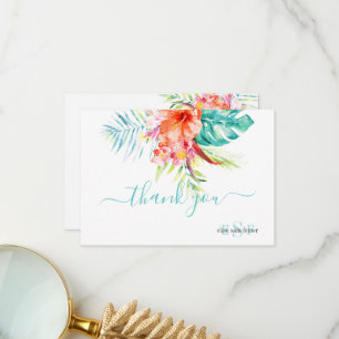 Carte De Remerciements PixDezines H2 Fleurs et feuillage tropicaux