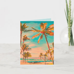 Carte De Remerciements PixDezines Plage hawaïenne vintage/Turquoise