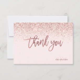 Carte De Remerciements PixDezines Rose Parties scintillant or Monogramme