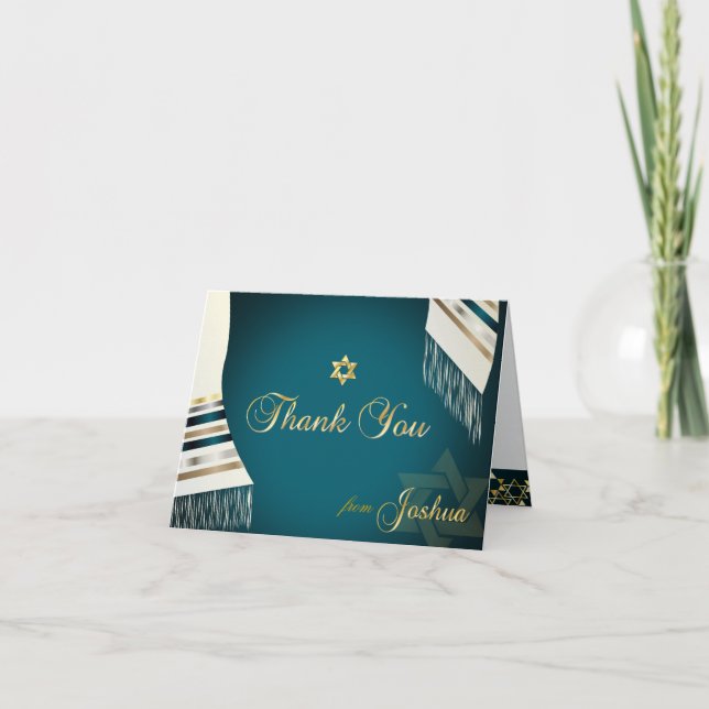 Carte De Remerciements PixDezines Tallit Mitzvah Merci/do-it-yourself cou (Devant)