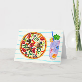 Carte De Remerciements Pizza and cocktail foodie card