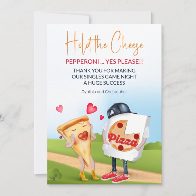 Carte De Remerciements Pizza d'amour drôle (Devant)