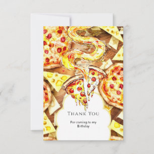 Carte De Remerciements Pizza d'anniversaire de fête simple
