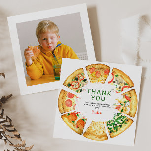 Carte De Remerciements Pizza photo moderne fête d'anniversaire