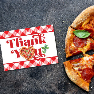 Carte De Remerciements Pizza Rouge Blanc Thème