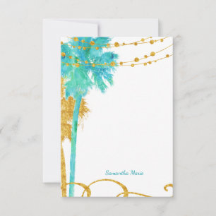 Carte De Remerciements Plage Blue Gold