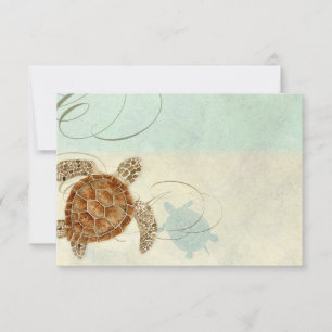 Carte De Remerciements Plage de la tortue de mer Aquarelle Océan côtier
