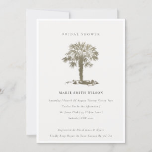 Carte De Remerciements Plage Palm Tree Dark Gold Fête des mariées Invitat