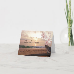 Carte De Remerciements Plage Sunset Mariage Plumeria
