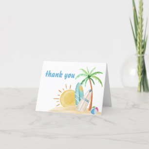 Carte De Remerciements Plage Surf Sunshine Palm Tree Baby shower