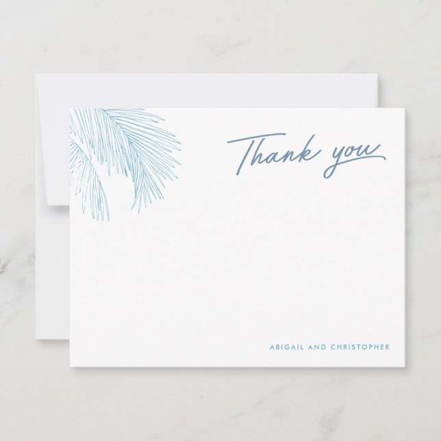 Carte De Remerciements Plage tropicale Feuille Turquoise Palm (Devant)