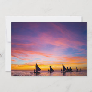 Carte De Remerciements Plages tropicales   Sunset Sailboats, Phillipines