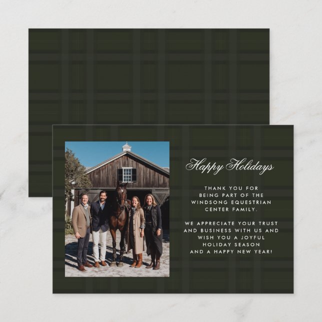 Carte De Remerciements Plaid Tartan Equestrian Barn Ranch Business (Devant / Derrière)