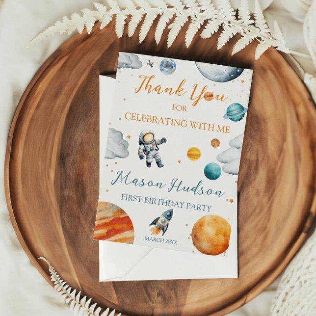 Carte De Remerciements Planetary Celebration Boy Anniversaire (Créateur téléchargé)