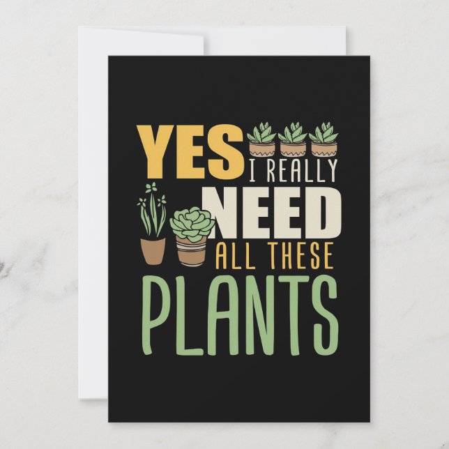 Carte De Remerciements Plante Lover J'Ai Vraiment Besoin De Tous Ces Plan (Devant)
