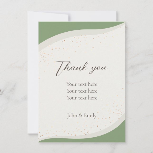 Carte de remerciements plat Abstrait Sage Green (Devant)