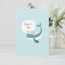 Carte de remerciements plat Baby shower baleine