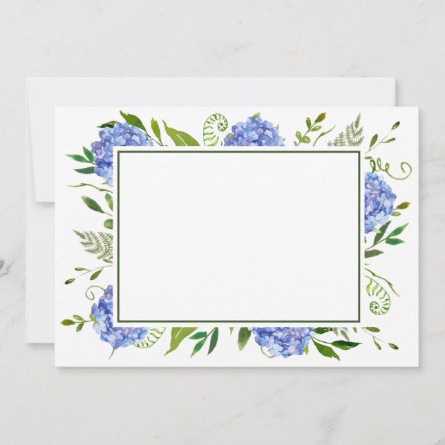 Carte de remerciements plat Blue Hydrangeas (Devant)