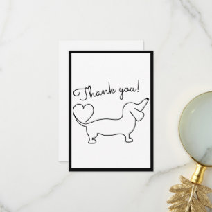 Carte de remerciements plat Dachshund à main fine