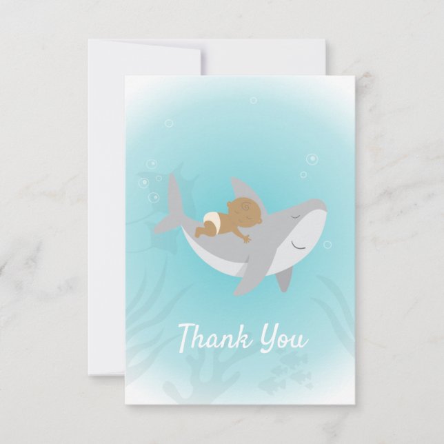 Carte de remerciements plat de Baby shower de requ (Devant)