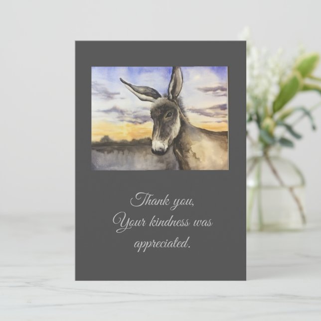 Carte de remerciements plat Donkey Sunrise (Debout devant)