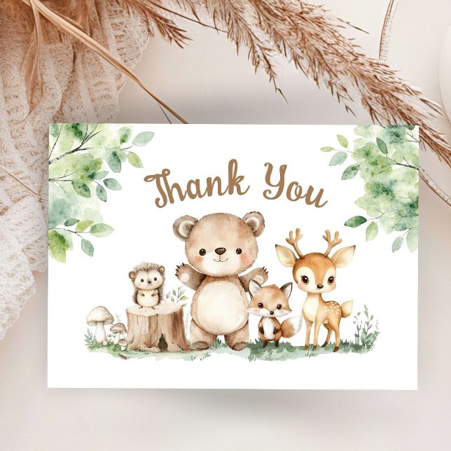 Carte de remerciements plat du Baby shower foresti (Créateur téléchargé)