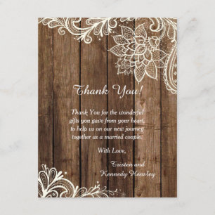 Carte de remerciements plat en bois rustique de