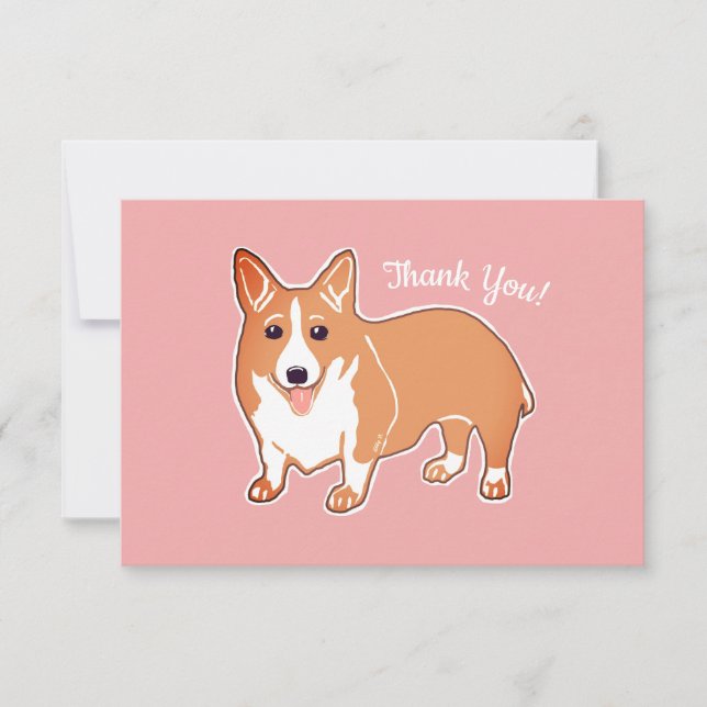 Carte de remerciements plat fait sur commande rose (Devant)
