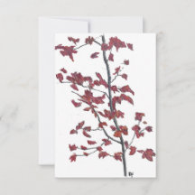 Carte de remerciements plat Feuille rouge