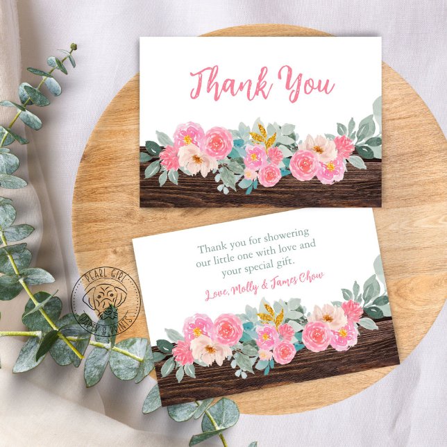 Carte de remerciements plat floral rustique (Créateur téléchargé)