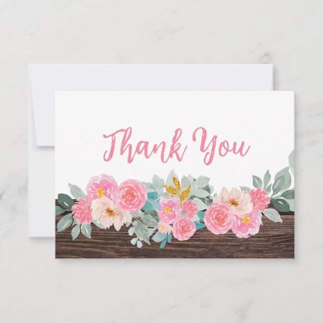 Carte de remerciements plat floral rustique (Devant)