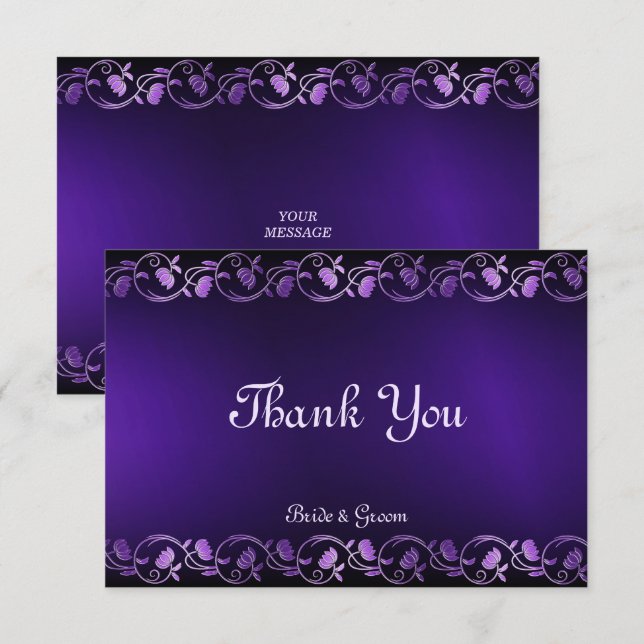 Carte de remerciements Plat Floral Violet (Devant / Derrière)
