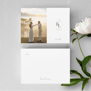 Carte de remerciements plat Mariage Monogramme pho