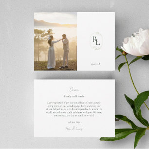 Carte de remerciements plat Mariage Monogramme pho