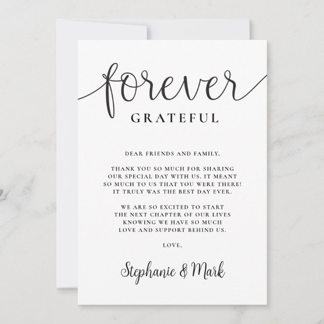 Carte de remerciements plat pour toujours Grateful (Devant)