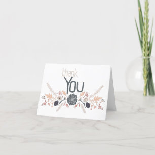 Carte De Remerciements Playay Blue Peach Floral Reprendre l'impression
