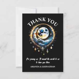 Carte De Remerciements Pleine lune 3D étoile céleste nuit élégante