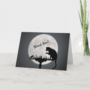 Carte De Remerciements Pleine lune d'échecs Chat et jeu de souris