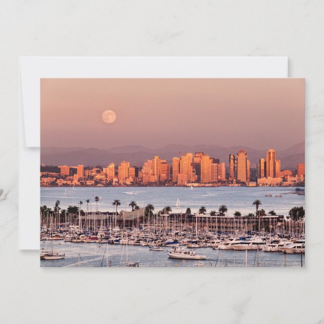 Carte De Remerciements Pleine lune sur San Diego (Devant)