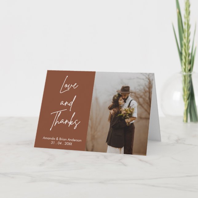 Carte de remerciements pliant Mariage photo en ter (Devant)