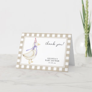 Carte de remerciements plié Baby shower d'oie