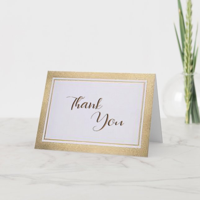 carte de remerciements plié blanc "Gold Frame" (Devant)