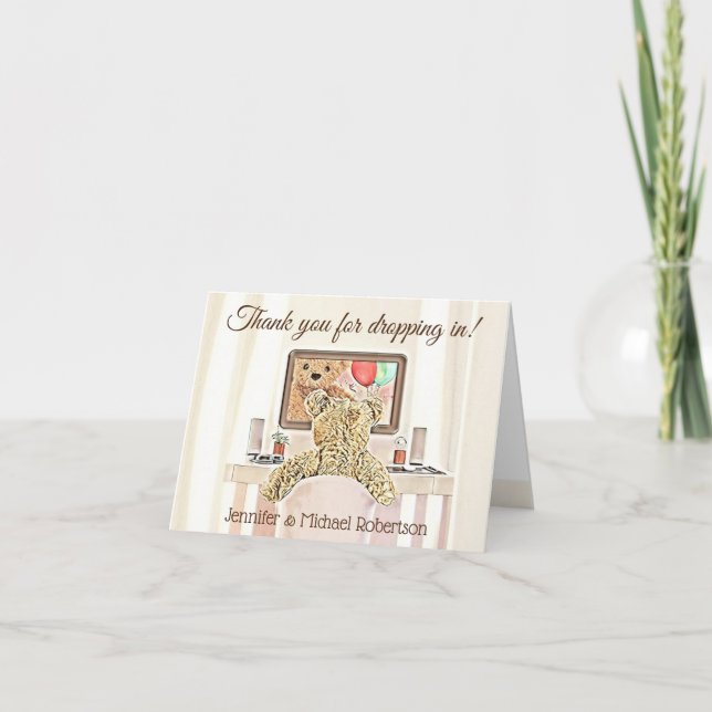 Carte de remerciements plié de Baby shower virtuel (Devant)