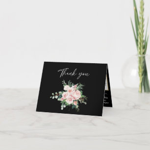 Carte de remerciements plié de Mariage flou noir