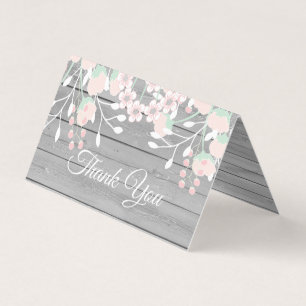 Carte de remerciements plié en bois gris rustique