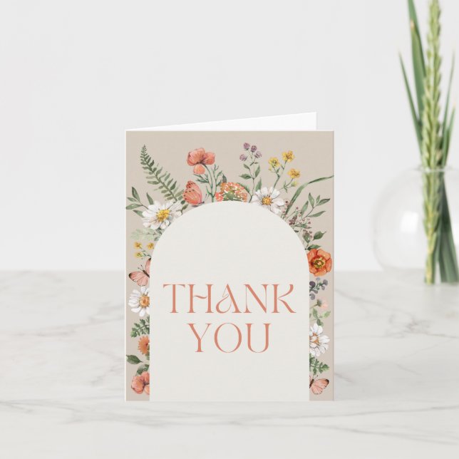 Carte de remerciements plié fleur sauvage (Devant)
