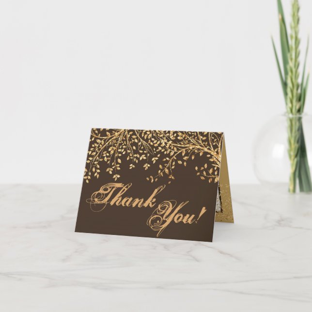 Carte de remerciements plié Gold Foil Tree Feuille (Devant)